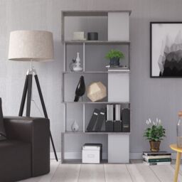 Maze Open Bookcase 4 Shelves - Oak and Black - That Home Shop - thumbnail 2