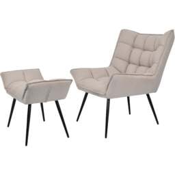 Chrishall Occasional Chair with Footstool in Oatmeal Fabric -  - That Home Shop