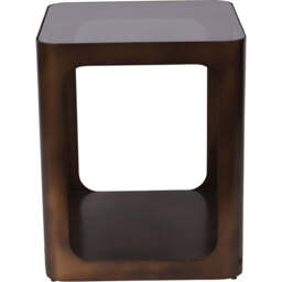 Thorpe Square Metal and Glass Side Table - Smoked Gold Black Tinted Glass - That Home Shop - thumbnail 3