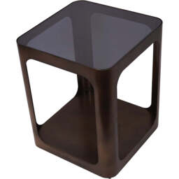Thorpe Square Metal and Glass Side Table - Smoked Gold Black Tinted Glass - That Home Shop - thumbnail 4