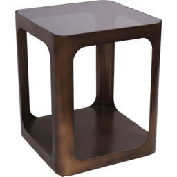 Thorpe Square Metal and Glass Side Table - Smoked Gold Black Tinted Glass - That Home Shop - thumbnail 2