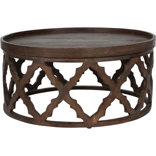 Kielder Solid Carved Wooden Coffee Table in Dark Brown - Brown - That Home Shop