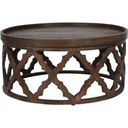 Kielder Solid Carved Wooden Coffee Table in Dark Brown - Brown - That Home Shop - thumbnail 1