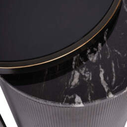 Belvedere Black Set of 2 Nesting Side Tables - Black Tint Glass Black Markino Marble - That Home Shop - thumbnail 5