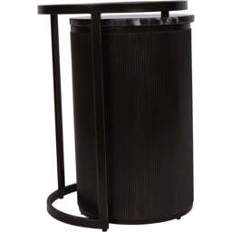 Belvedere Black Set of 2 Nesting Side Tables - Black Tint Glass Black Markino Marble - That Home Shop - thumbnail 4