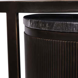 Belvedere Black Set of 2 Nesting Side Tables - Black Tint Glass Black Markino Marble - That Home Shop - thumbnail 6