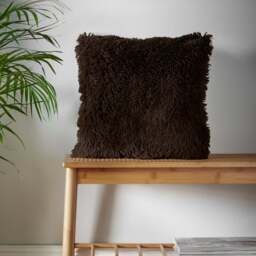 Catherine Lansfield Cuddly Deep Pile Faux Fur Cushion - Charcoal Grey - That Home Shop - thumbnail 1