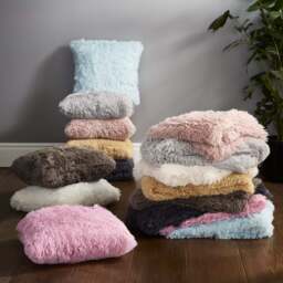 Catherine Lansfield Cuddly Deep Pile Faux Fur Cushion - Charcoal Grey - That Home Shop - thumbnail 4