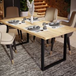 Nikomedes Dining Table in Bartex Oak - Bartex Oak - That Home Shop