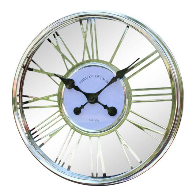 Large Silver Wall Clock 45cm - - That Home Shop