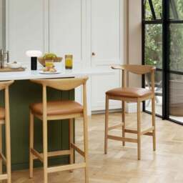 Delta Counter Stool Oak & Tan Leather - thumbnail 2