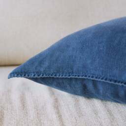 Wallis Linen Cushion Cover Blue 50 x 50cm - thumbnail 3