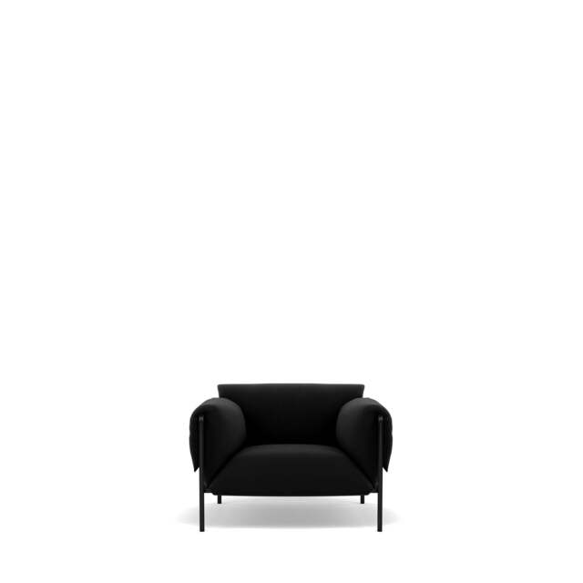 Fold Indoor Armchair With Arms - Prescott Leather: Black Ink