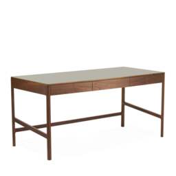 Domus 3 Drawer Desk Walnut & Pebble - thumbnail 2