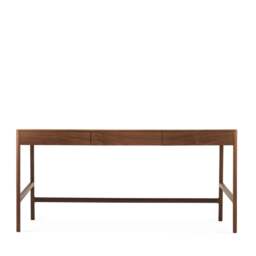 Domus 3 Drawer Desk Walnut & Pebble - thumbnail 4