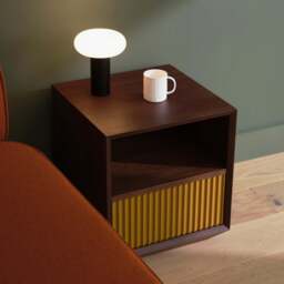 Pillar 1-Drawer Bedside Table Walnut & Ochre - thumbnail 3