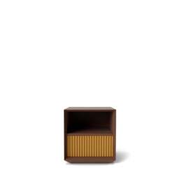 Pillar 1-Drawer Bedside Table Walnut & Ochre - thumbnail 1