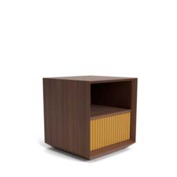 Pillar 1-Drawer Bedside Table Walnut & Ochre - thumbnail 6