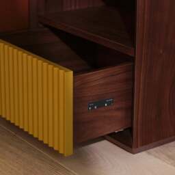 Pillar 1-Drawer Bedside Table Walnut & Ochre - thumbnail 4