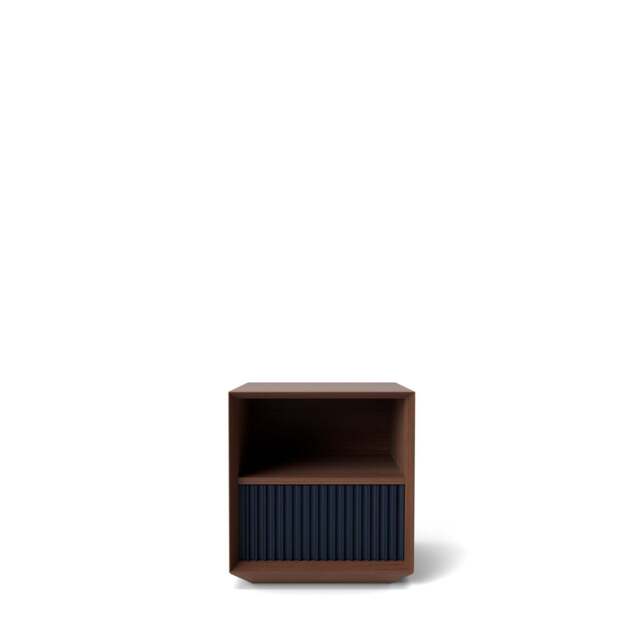 Pillar 1-Drawer Bedside Table Walnut & Navy - image 1