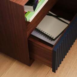 Pillar 1-Drawer Bedside Table Walnut & Navy - thumbnail 4