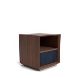 Pillar 1-Drawer Bedside Table Walnut & Navy - thumbnail 6
