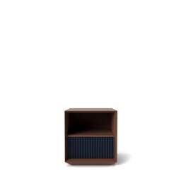 Pillar 1-Drawer Bedside Table Walnut & Navy - thumbnail 1