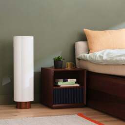 Pillar 1-Drawer Bedside Table Walnut & Navy - thumbnail 2