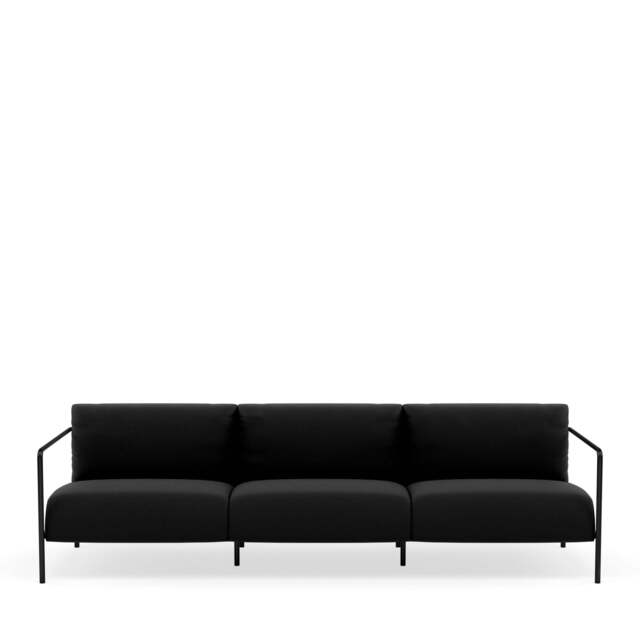 Fold Indoor 3-Seater Sofa - Prescott Leather: Black Ink
