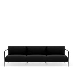 Fold Indoor 3-Seater Sofa - Prescott Leather: Black Ink