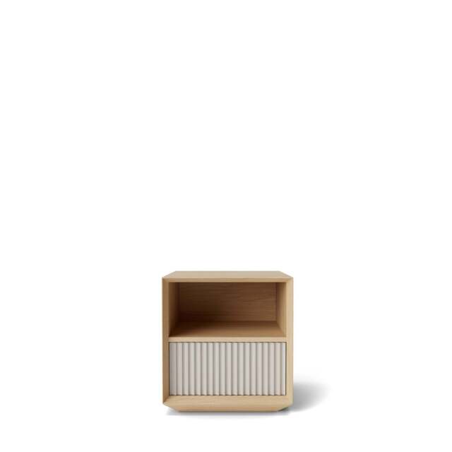 Pillar 1-Drawer Bedside Table Oak & Stone - image 1