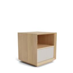 Pillar 1-Drawer Bedside Table Oak & Stone - thumbnail 5