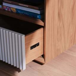 Pillar 1-Drawer Bedside Table Oak & Stone - thumbnail 4