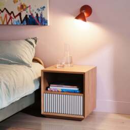 Pillar 1-Drawer Bedside Table Oak & Stone - thumbnail 2