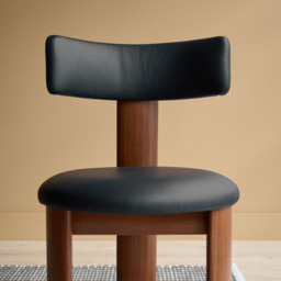 Pip Dining Chair Walnut & Black Leather - thumbnail 3
