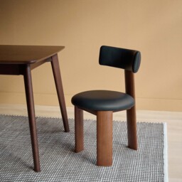 Pip Dining Chair Walnut & Black Leather - thumbnail 2