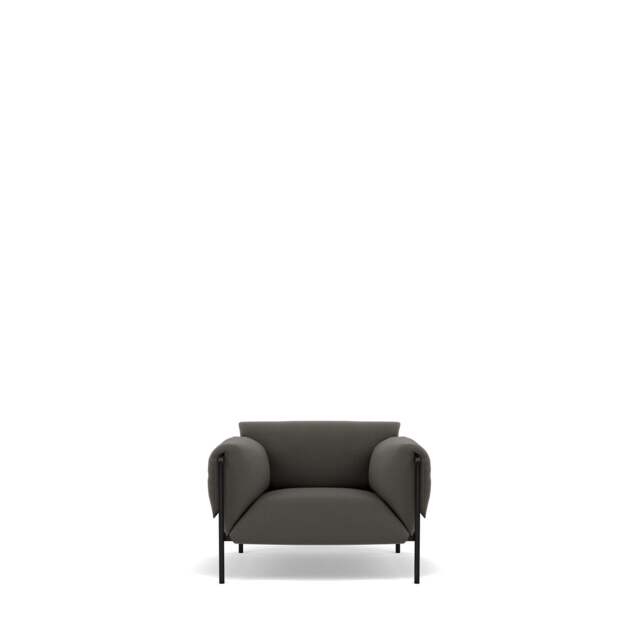 Fold Indoor Armchair With Arms - Prescott Leather: Iron