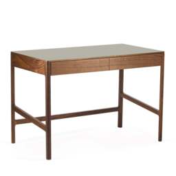 Domus 2 Drawer Desk Walnut & Pebble - thumbnail 2