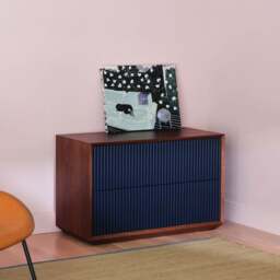 Pillar 2-Drawer Unit Walnut & Navy - thumbnail 2