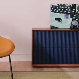 Pillar 2-Drawer Unit Walnut & Navy - thumbnail 3