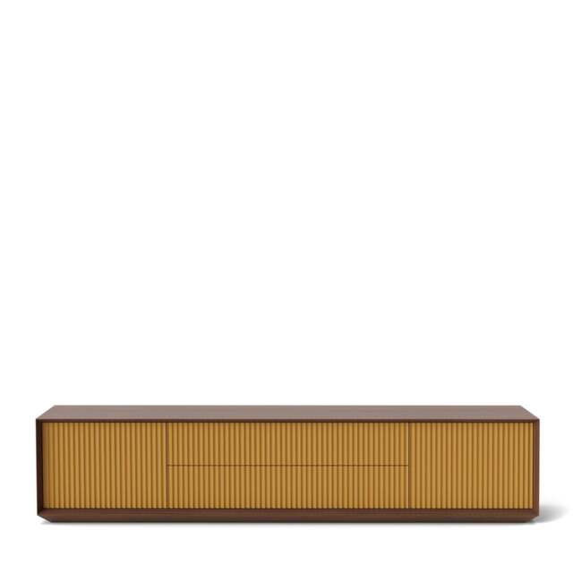 Pillar Low Console 195cm Walnut & Ochre - image 1