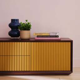 Pillar Low Console 195cm Walnut & Ochre - thumbnail 2