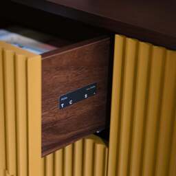 Pillar Low Console 195cm Walnut & Ochre - thumbnail 5