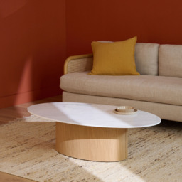 Orbit Coffee Table Oak & White Marble - thumbnail 2