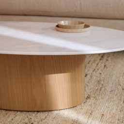 Orbit Coffee Table Oak & White Marble - thumbnail 4