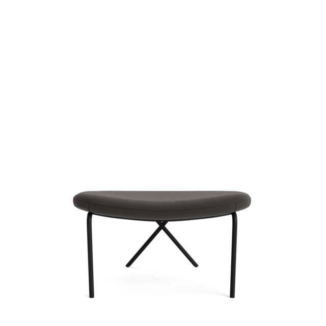 Cross Leg Ottoman - Prescott Leather: Grey Shadow