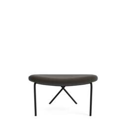 Cross Leg Ottoman - Prescott Leather: Grey Shadow
