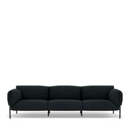 Fold Indoor 3-Seater Sofa With Arms - Kairos Leather: Slate Grey