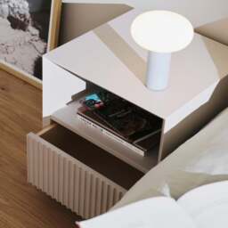 Pillar 1 Drawer Bedside Table Stone - thumbnail 3