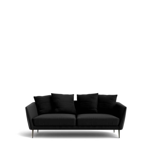 Menton 2-Seater Sofa - Prescott Leather: Black Ink